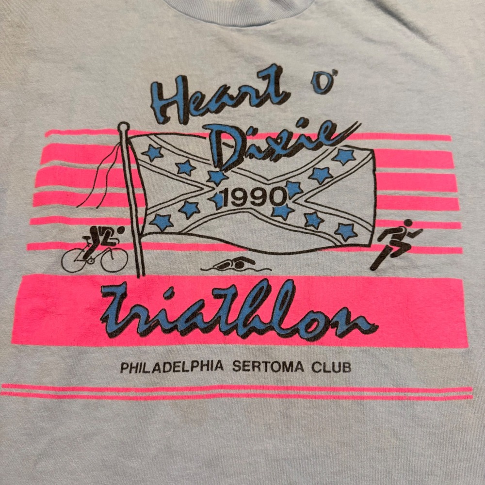 Vintage 1990 Heart o Dixie Triathlon Shirt Mountain Dew Pizza Hut Fruit of Loom - Picture 2 of 5